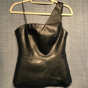 One Shoulder Vegan Leather Top